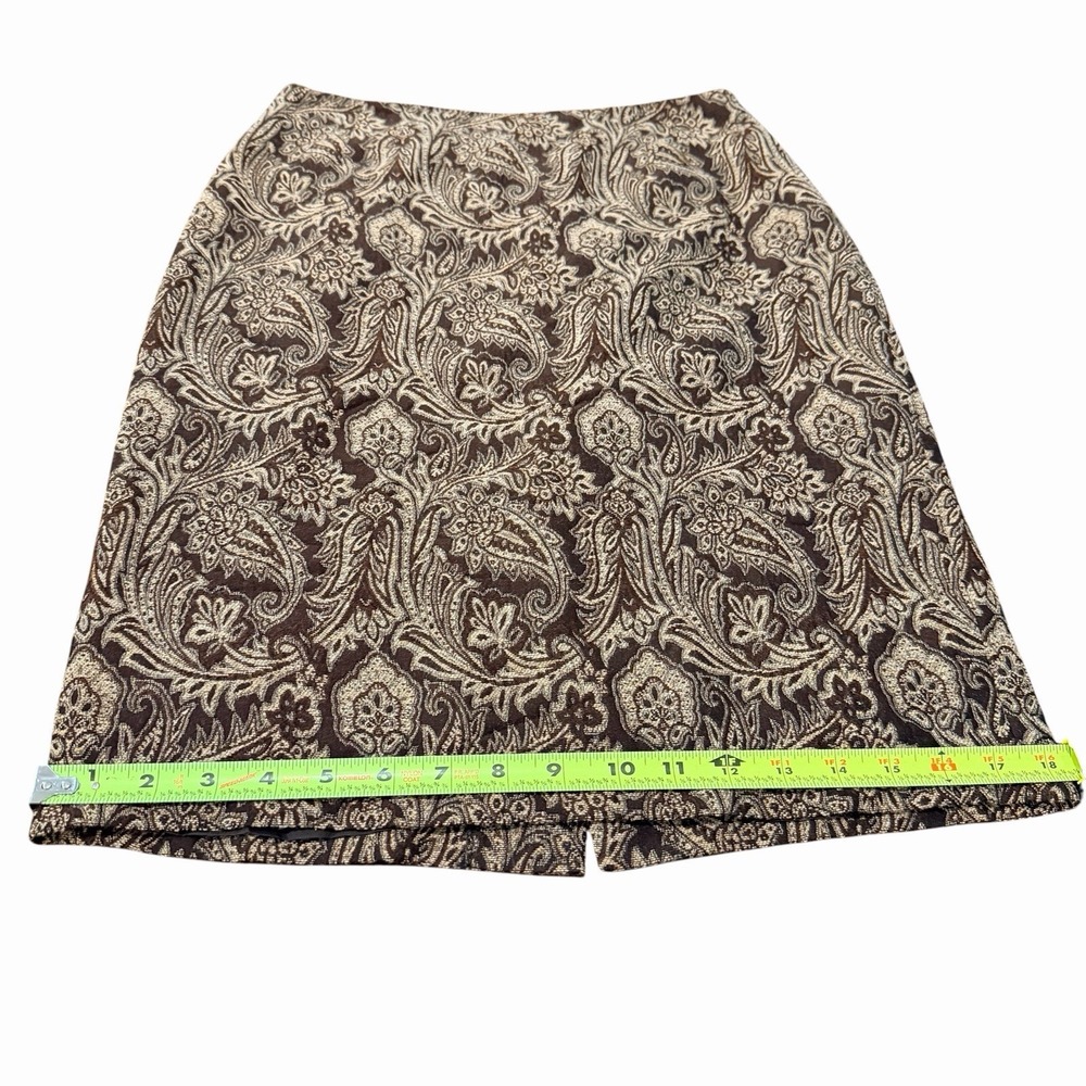 Georgiou Studio Women's Paisley Pencil Skirt Brown Beige Lined Midi Size 6 - Picture 4 of 6